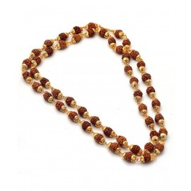 100% Original Certified 5 Mukhi Rudraksha Mala With Gold Plated Cap