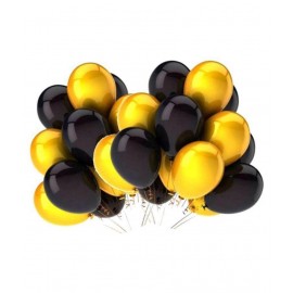 100 Pc. Metallic Balloons (Black/Gold) (12 Inchs) for happy birthday decoration item, birthday decoration kit, birthday balloon decoration combo for Boys, Girls, Kids, husband and Wife.