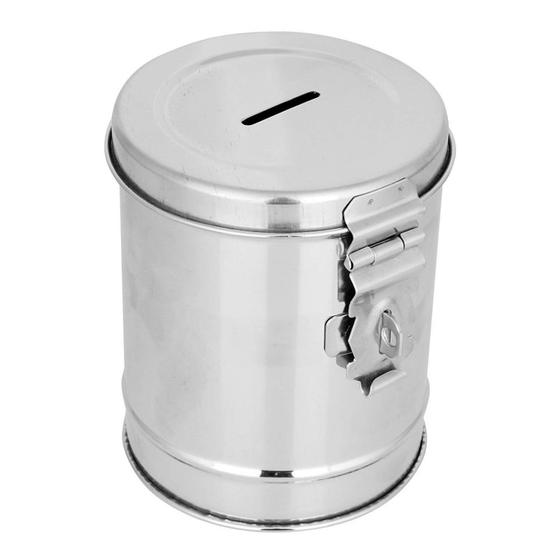 100% Stainless Steel Round Shape Piggy Bank | Money Bank Container for Kids