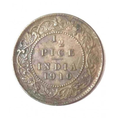 1/2 Pice Edward VII Copper Calcutta, Year 1910 Very Rare Coin,