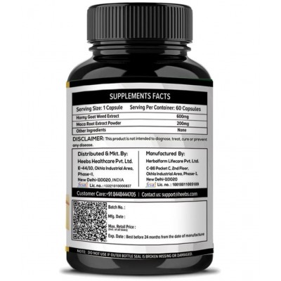 16 Again Horny Goat Weed Epimedium Extract With Maca Root Powder 800mg - 60 Capsules |Supports Strength, Stamina, Performance, & Energy