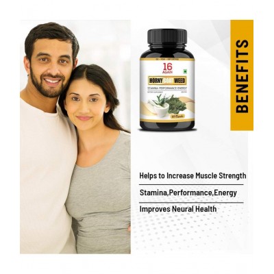 16 Again Horny Goat Weed Epimedium Extract With Maca Root Powder 800mg - 60 Capsules |Supports Strength, Stamina, Performance, & Energy