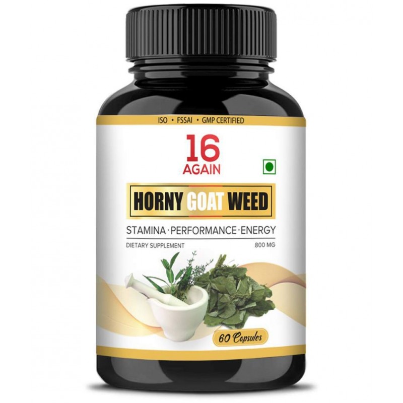 16 Again Horny Goat Weed Epimedium Extract With Maca Root Powder 800mg - 60 Capsules |Supports Strength, Stamina, Performance, & Energy