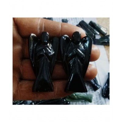 2 Inche Black Tourmaline Angel Natural Agate Stone Angel