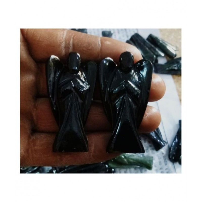 2 Inche Black Tourmaline Angel Natural Agate Stone Angel