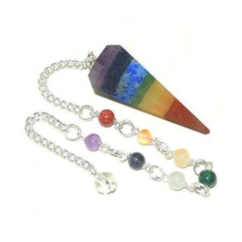 2 Inches Multi Colour 7 Chakra Pendulum With 7 Chakra Chain