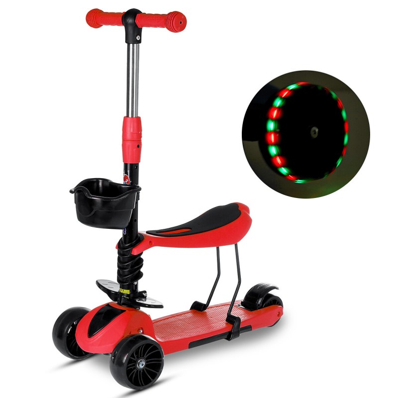 2-in-1 Folding Kids Scooter Adjustable Height Baby Bike Tricycle with Flashing Wheels Children Gift for 3-9 Years Old 2-in-1 Folding Kids Scooter Adjustable Height Baby Bike Tricycle with Flashing Wheels Children Gift for 3-9 Years Old