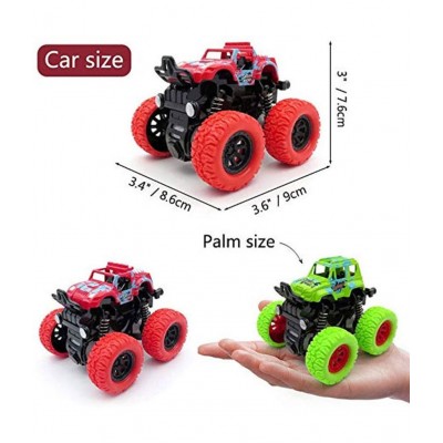 2pcs-Mini Monster Truck Pull Back Cars Toys, 360 Degree Stunt car Friction Powered Cars Push go Truck for Toddlers Kids Gift ( Pack of 1 Car ) ( Multicolor )