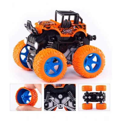 2pcs-Mini Monster Truck Pull Back Cars Toys, 360 Degree Stunt car Friction Powered Cars Push go Truck for Toddlers Kids Gift ( Pack of 1 Car ) ( Multicolor )