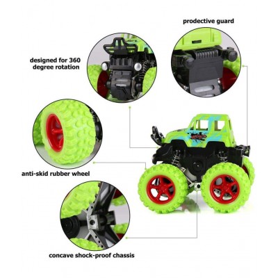 2pcs-Mini Monster Truck Pull Back Cars Toys, 360 Degree Stunt car Friction Powered Cars Push go Truck for Toddlers Kids Gift ( Pack of 1 Car ) ( Multicolor )
