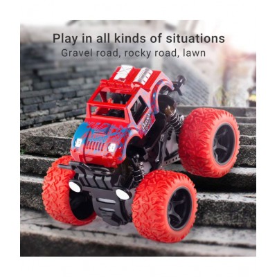 2pcs-Mini Monster Truck Pull Back Cars Toys, 360 Degree Stunt car Friction Powered Cars Push go Truck for Toddlers Kids Gift ( Pack of 1 Car ) ( Multicolor )