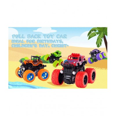 2pcs-Mini Monster Truck Pull Back Cars Toys, 360 Degree Stunt car Friction Powered Cars Push go Truck for Toddlers Kids Gift ( Pack of 1 Car ) ( Multicolor )