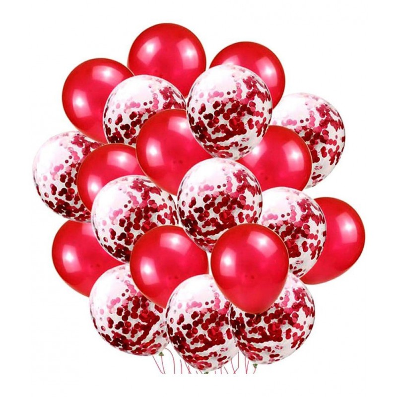 30 Metalic Balloon(Red) + 10 Confetti Balloon(Red)