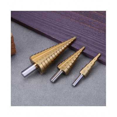 3pcs 4-12/20/32mm Titanium Step Cone Hole Drill Bit Reamer Triangle Shank