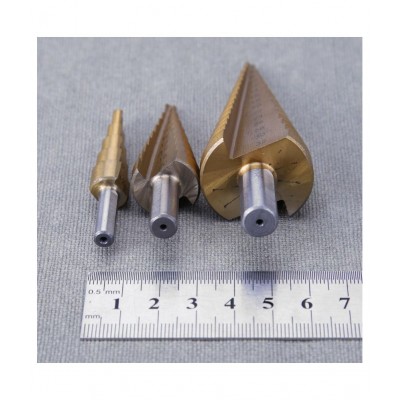 3pcs 4-12/20/32mm Titanium Step Cone Hole Drill Bit Reamer Triangle Shank
