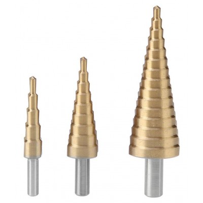 3pcs 4-12/20/32mm Titanium Step Cone Hole Drill Bit Reamer Triangle Shank