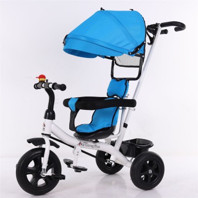 4 In 1 Baby Tricycle Folding Kids Stroller 3 Wheel Bicycle Reverse Toddler for 1-6 Years Old