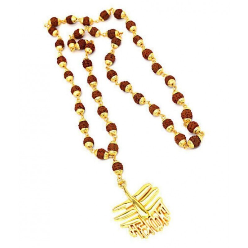 5 Faced Rudraksha Golden Cap  Mala with Mahakaal Locket