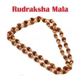 5 Mukhi Rudraksha/Rudraksh Mala With Gold Plated Cap - Pack of 1