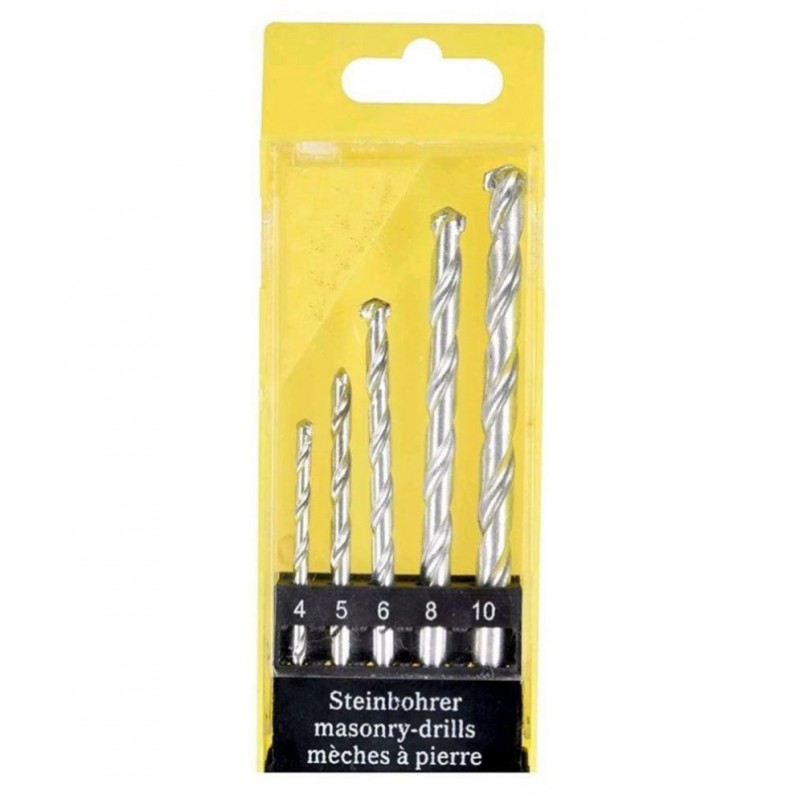 5 Pieces Masonry Drill Bit Set for Wall, Concrete and Metal Drilling Set.