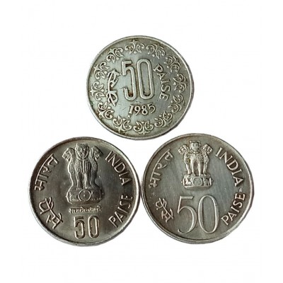 50 PAISE OLD 3 COINS YEAR 1985, 85, 82 FOR COLLECTION