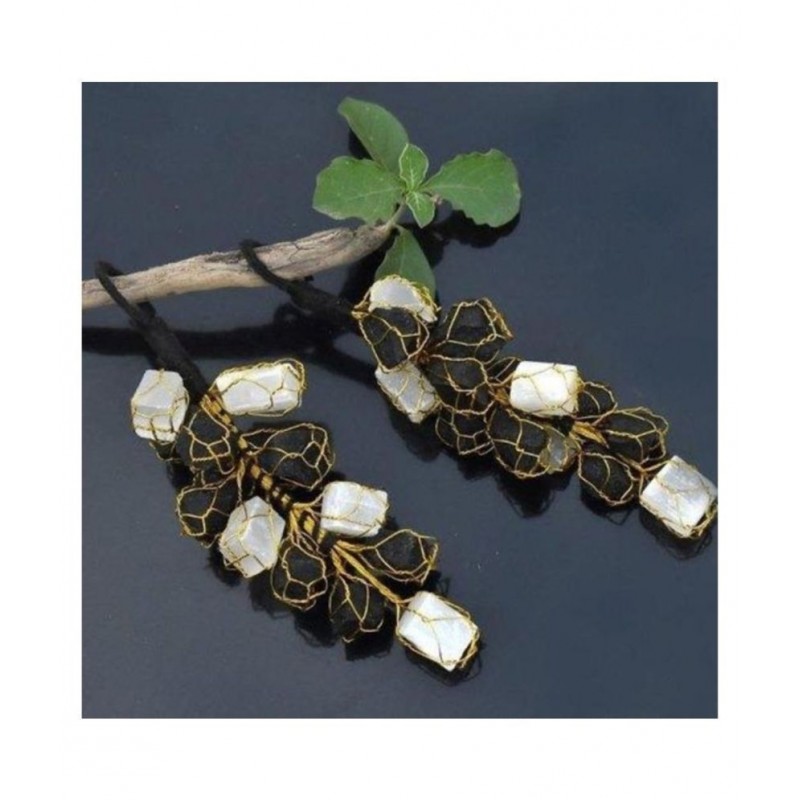 6 Inches  Black Tourmaline With White Selenite Door And Car Hanging