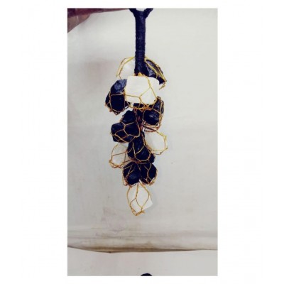 6 Inches Black Tourmaline With White Salenite Door and Car Hanging