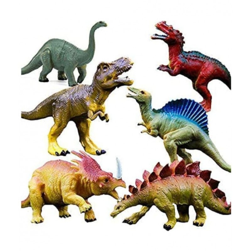 6 Realistic Jurassic Colossal Dinosaur Figures Animal Playset Best for School Classroom Projects, Play time for Kids and Birthday Presents