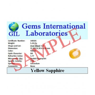 6.20 Carat Natural Certified Yellow Sapphire Stone