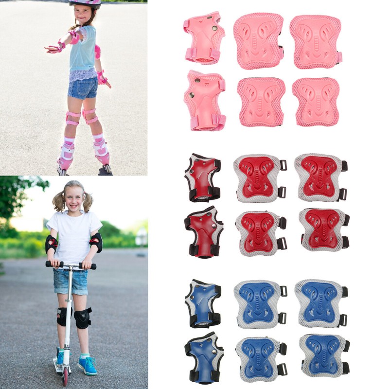 6PCS/ Set Adult Children Knee/Elbow/Wrist Pads Protective Gears for Skateboard Bicycle Ice Inline Roller Skate Protector Kids Scooter