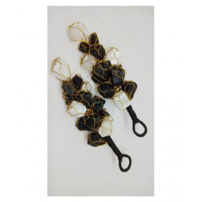 7 to 8 Inches  Black Tourmaline With White Selenite Hanging