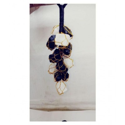7 to 8 Inches  Black Tourmaline With White Selenite Hanging