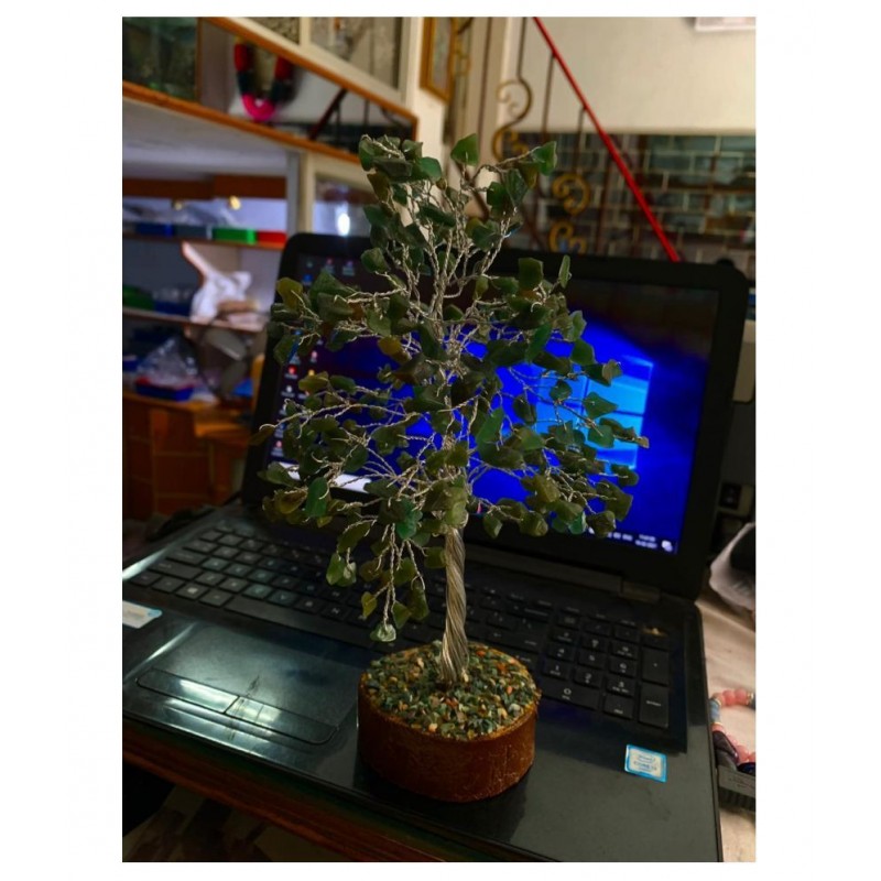 7 to 9 Inches and 300 Beads Green Jade Natural Agate Stone Tree