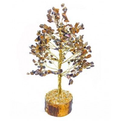 9 Inches Yellow and Brown Tiger Eye Natural Agate Stone Tree