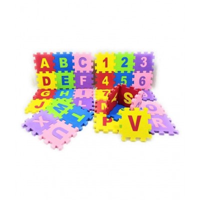 ABCD Eva Foam Mat Mini Puzzle Interlocking Mats /ABCD Blocks for Kidsalphabets mat for Kids (4"X4" inch - 36 Pieces Multicolor / Alphanumeric)