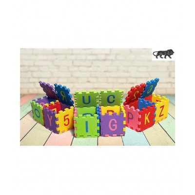 ABCD Eva Foam Mat Mini Puzzle Interlocking Mats /ABCD Blocks for Kidsalphabets mat for Kids (4"X4" inch - 36 Pieces Multicolor / Alphanumeric)