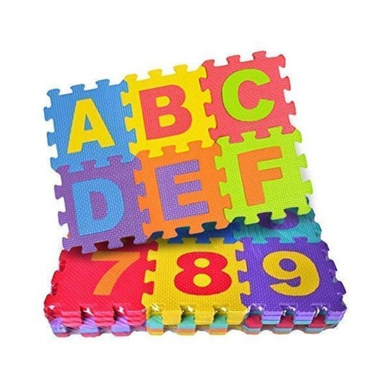 ABCD Eva Foam Mat Mini Puzzle Interlocking Mats /ABCD Blocks for Kidsalphabets mat for Kids (4"X4" inch - 36 Pieces Multicolor / Alphanumeric)