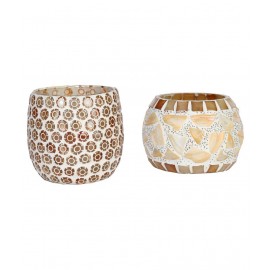 AFAST Multicolour Table Top Glass Tea Light Holder - Pack of 2