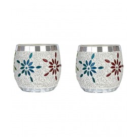 AFAST Multicolour Table Top Glass Tea Light Holder - Pack of 2