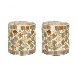 AFAST Multicolour Table Top Glass Tea Light Holder - Pack of 2