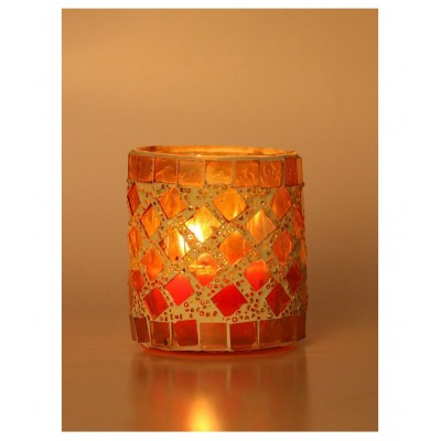 AFAST Multicolour Table Top Glass Tea Light Holder - Pack of 3
