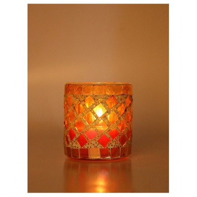 AFAST Multicolour Table Top Glass Tea Light Holder - Pack of 3