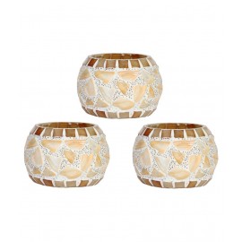 AFAST Multicolour Table Top Glass Tea Light Holder - Pack of 3