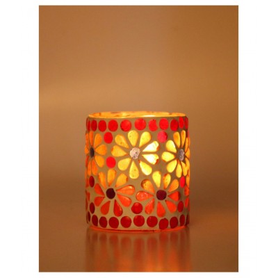 AFAST Multicolour Table Top Glass Tea Light Holder - Pack of 4
