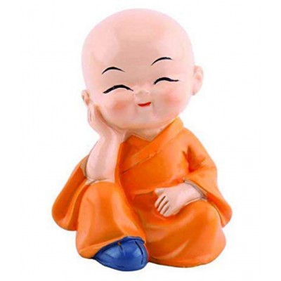 AFTERSTITCH Multicolour Acrylic Monk Buddha- Pack of 4