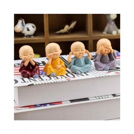 AFTERSTITCH Multicolour Acrylic Monk Buddha- Pack of 4