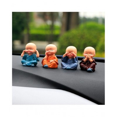 AFTERSTITCH Multicolour Acrylic Monk Buddha- Pack of 4