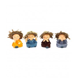AFTERSTITCH Multicolour Acrylic Monk Buddha Smoke Backflow - Pack of 4