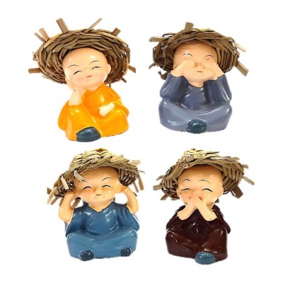 AFTERSTITCH Multicolour Acrylic Monk Buddha Smoke Backflow - Pack of 4