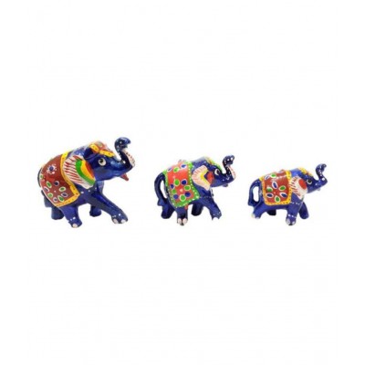 AFTERSTITCH Multicolour Earthenware Decorative Elephant - Pack of 3